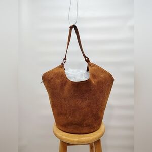 Anna Paola Elegant Brown Leather Suede Women's Bag Set Made In Italy